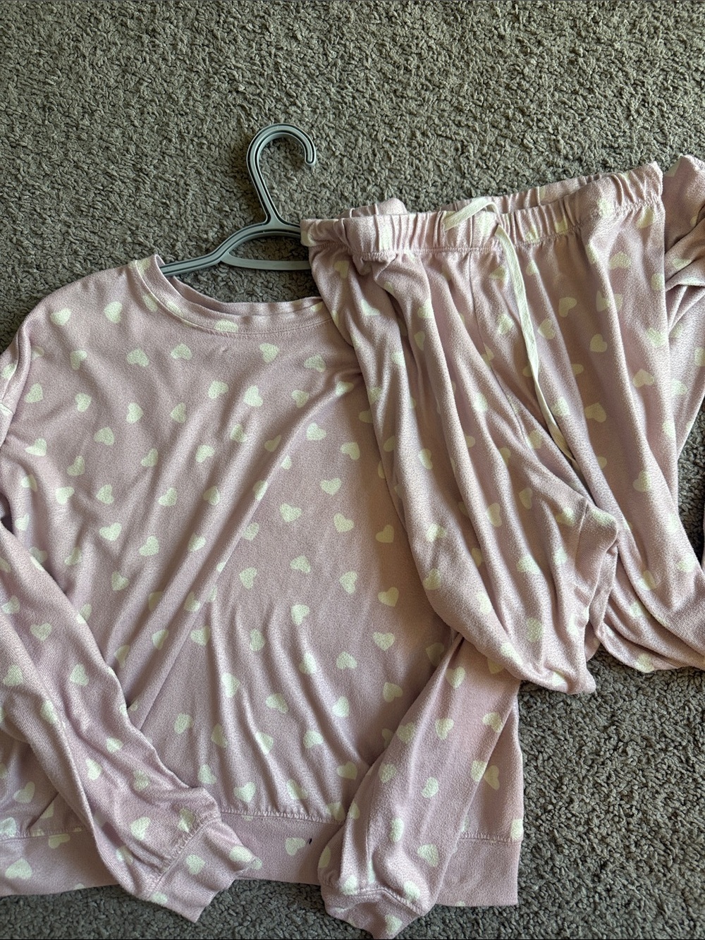 Z Supply Pink Heart Print Long Sleeve Pajama Set